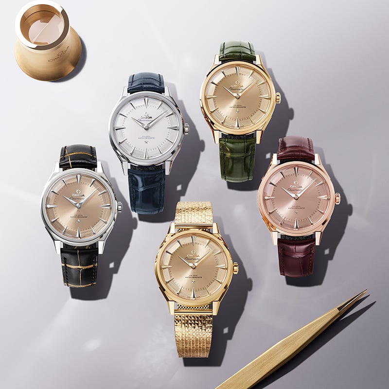 Omega Constellation Observatory fünf Uhren in Edelmetall 