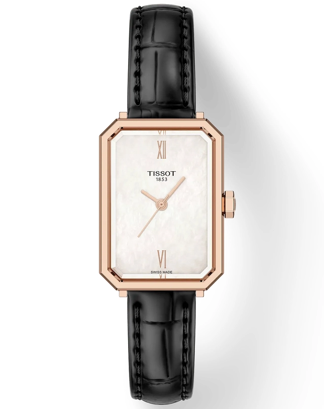Tissot – SRV, elegante eckige Damenuhr mit Lederband
