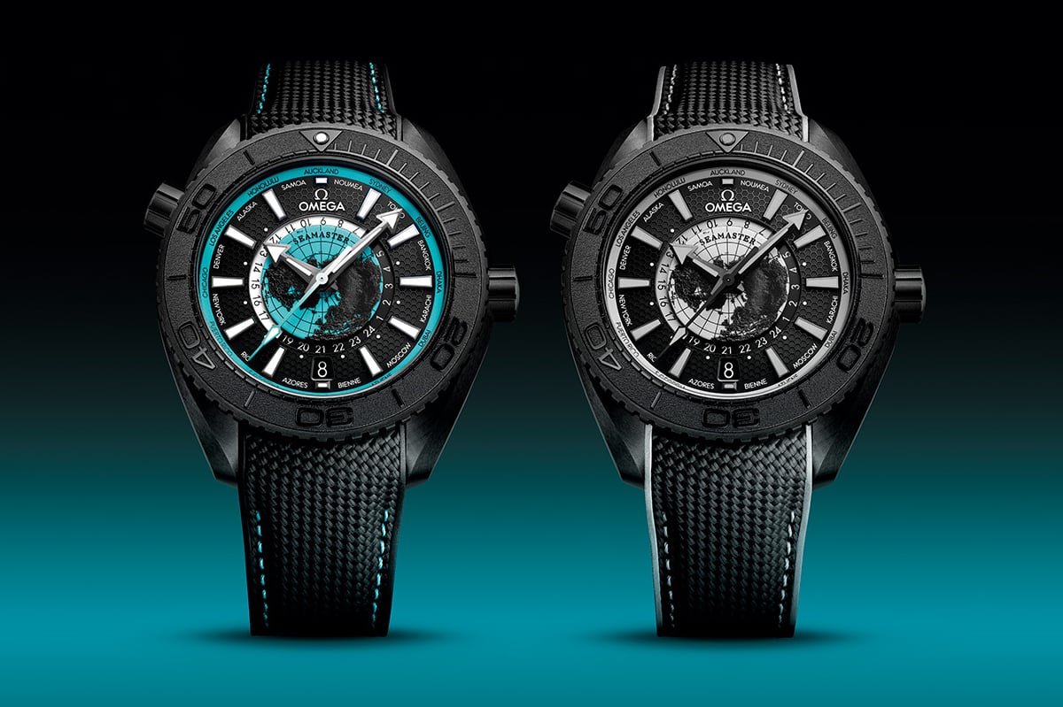 Zwei Versionen der Omega Seamaster Planet Ocean Worldtimer