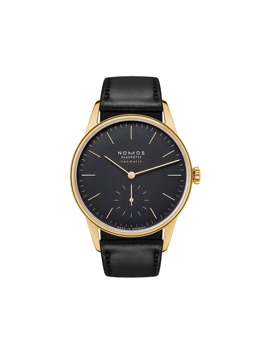 Nomos Glashütte Orion Gold neomatik new black: Frontansicht Uhr