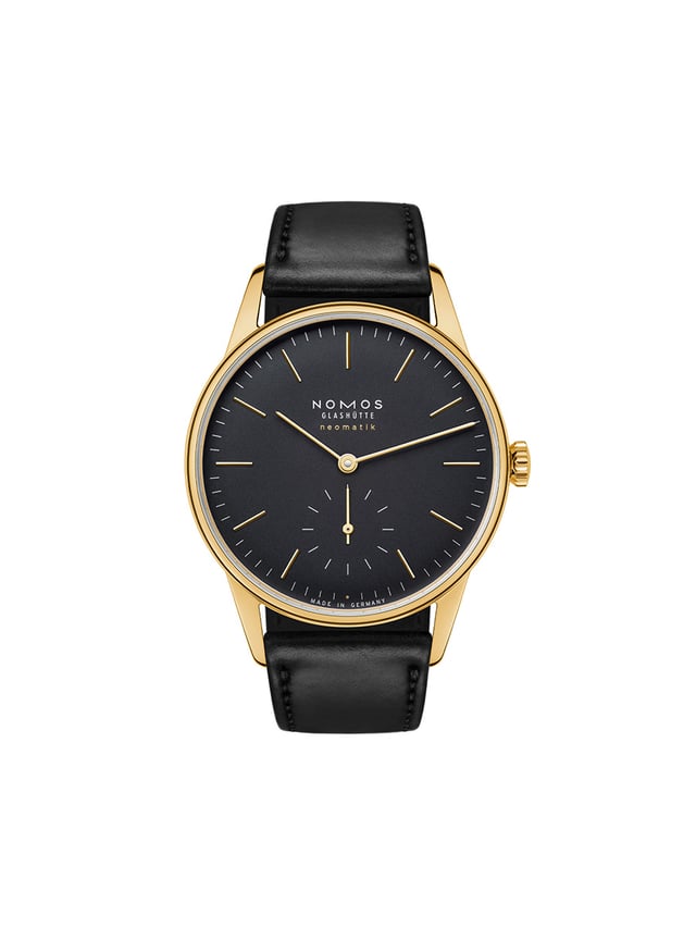 Nomos Glashütte Orion Gold neomatik new black: Frontansicht Uhr