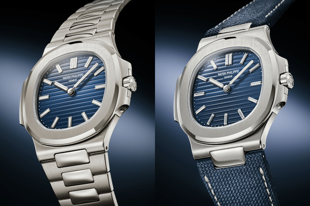 Zwei Versionen der Patek Philippe Nautilus Ref. 5810/1G und 5810G