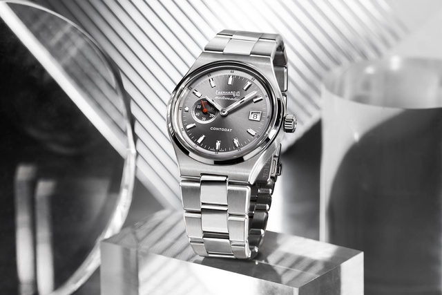 Eberhard & Co Contodat, Dreizeigeruhr Referenz 41156.04 mit silbernem Zifferblatt