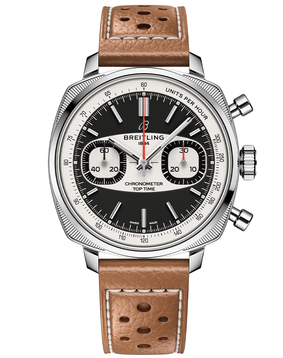 Breitling Top Time Automatikchronograph mit Manufakturkaliber und schwarzem Ziffernblatt