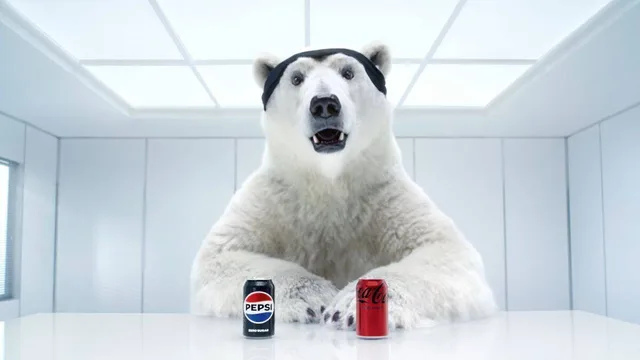 Der Coca-Cola-Eisbär verzweifelt beim Blindtest. 