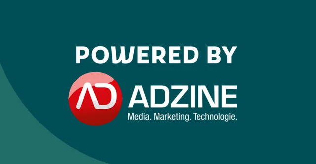 Grafik, die das Logo von Adzine zeigt.